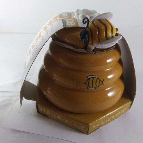 NEW BPA free  small cute honey jar  W/ bee dipper - Picture 9 of 15